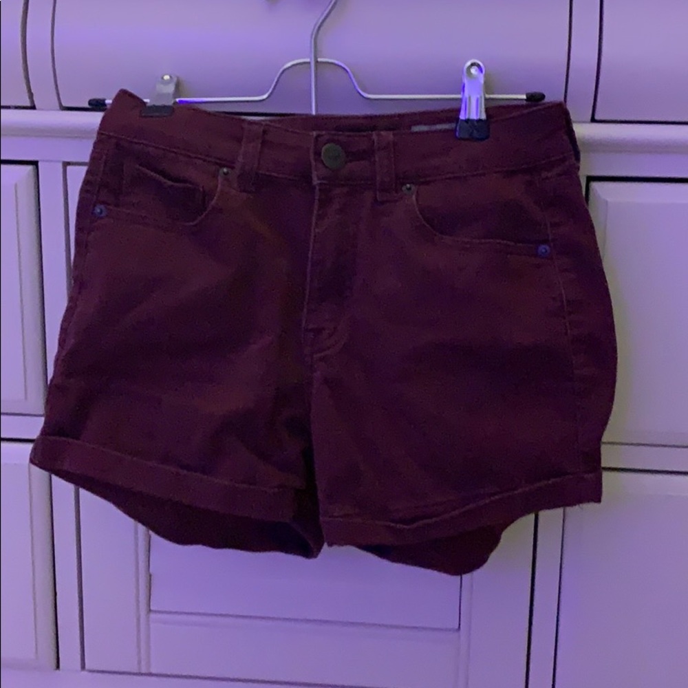 Maroon jean shorts